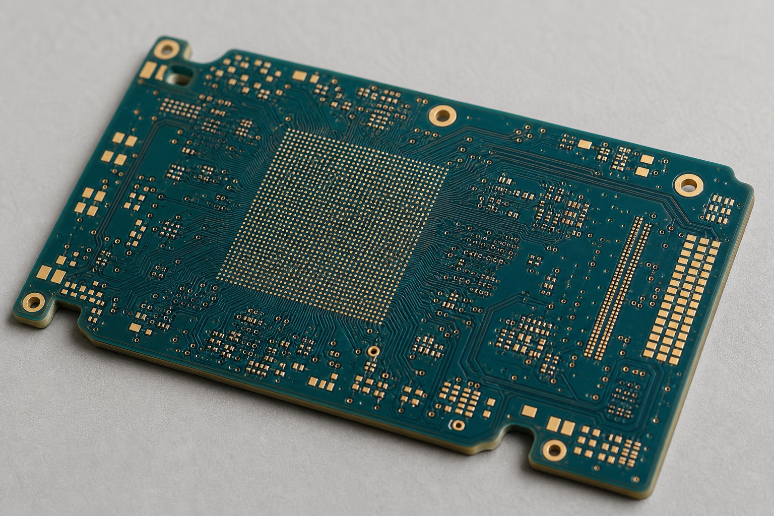 Representative AI-generated visualization of a bare HDI PCB